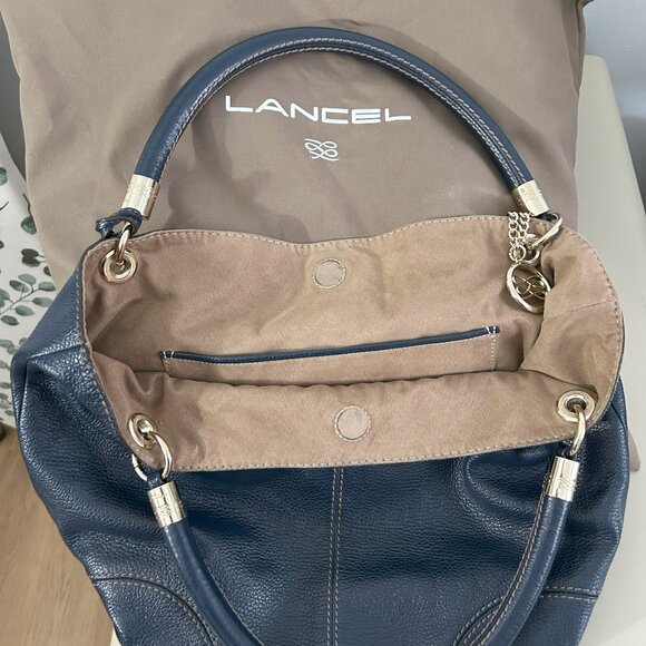 Beautiful LANCEL "French Flair” leather Tote bag, navy blue colour - Picture 12 of 16